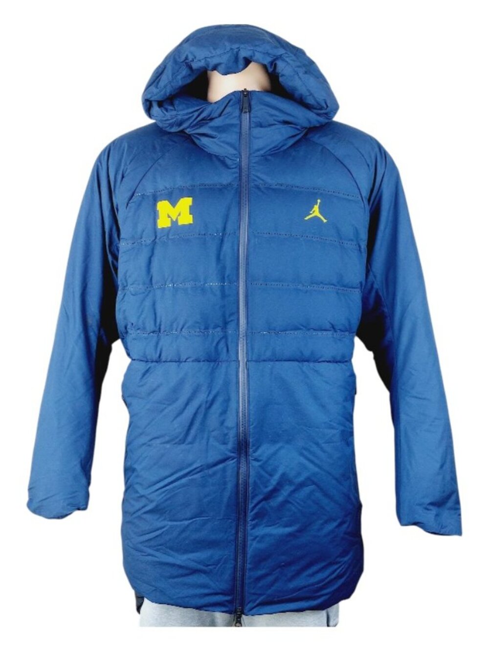 Jordan Men's Blue Michigan Wolverines Aeroloft Hooded Puffer Jacket Size XXL
